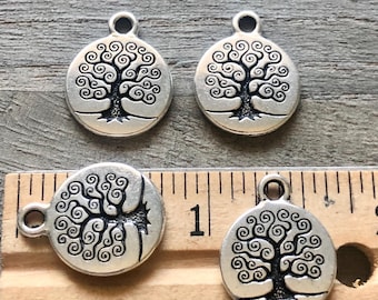 Tree of Life Charm, TierraCast Charm, Nature Pendant, Strength Jewelry, Wisdom Symbol, Eternity Charm, Pewter Charm, Hypoallergenic Charm