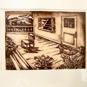 Home, limited edition original print in sepia