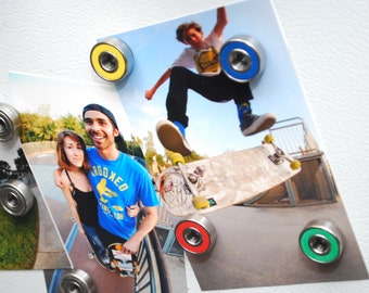 Skate Bearing Magnets 10 Pack - Fridge Magnets Made from recycled skate bearings - Great Skateboarder gift! - Refrigerator Magnet