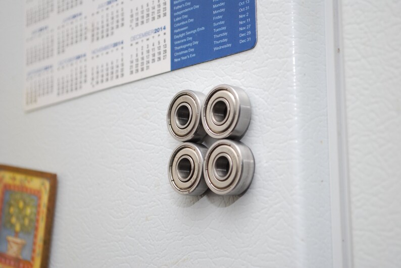 Bearing Magnets Fridge Magnets Made From Recycled Materials 4 Steel Skateboard Bearing Fridge Magnets Unique Refrigerator Magnets image 4