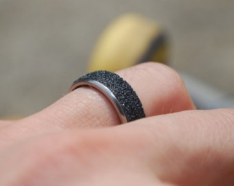 Steel Skateboard Ring - Metal Ring Made from skateboard grip tape and skate bearing! - Steel Ring for Men & Women - Includes Necklace Chain