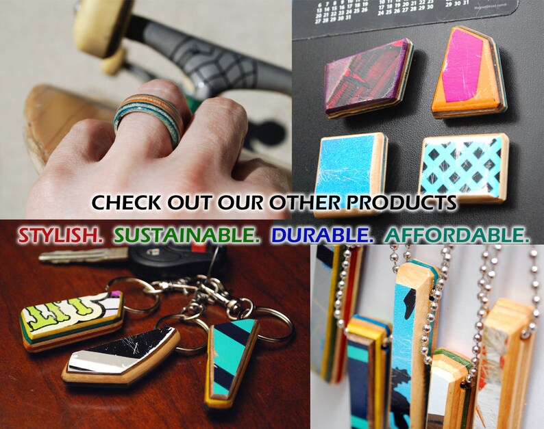 Stretchy Bracelet Made From Recycled Skateboards Wooden Bead Etsy