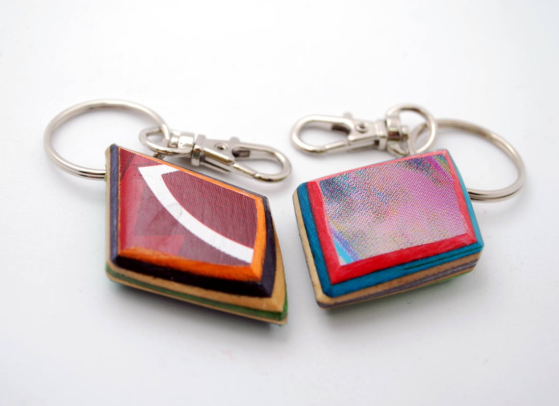 10 Pack Recycled Skate Keychains Wholesale Skateboard Key Etsy