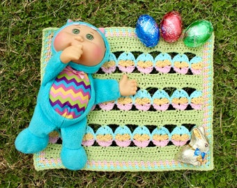 Crochet Pattern. Egg Hunt Easter Blanket. Adjustable size. Instant digital download.