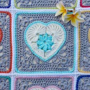 Crochet Pattern Bundle deal. Part 1 & 2 - Heart in Bloom Motif and Square BUNDLE. 2 instant digital downloads.