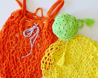 Crochet Pattern - UK Terms. Medium Star Market Bag. Mesh market bag that folds into a pouch. Instant digital download.