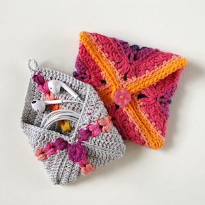 Tutorial de bolsita de crochet. Descarga digital instantánea. (Patrones de cuadrados de la abuela NO incluidos)