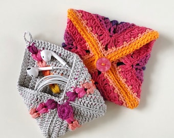 Crochet Pouch Tutorial. Instant digital download. (Granny square patterns NOT included)