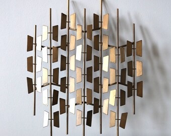 Mid Century Modern Brutalist Metal Wall Art Sculpture 1960s