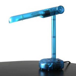 Rare Post Modern Translucent Desk Lamp Blue 1990s Space Age Pop Art Table Lamp Working