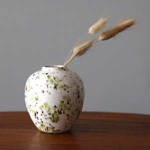 Vintage Handmade Speckled Bud Vase Small Retro Weed Pot image 1