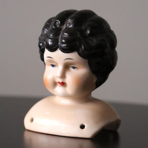 Vintage Porcelain Doll Head Girl / Woman Ceramic Doll Part Marked No. 5