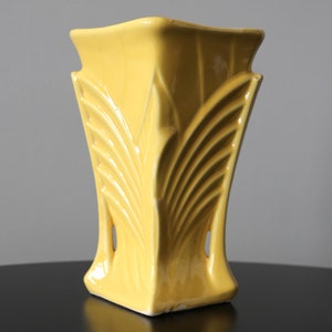 Vintage McCoy Yellow Winged Vase Mid Century Art Deco Ceramics