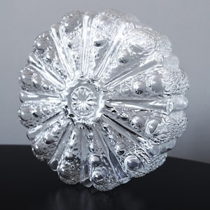 Vintage Italian Blown Ice Glass Light Fixture Mid Century Flush Mount Textured Shade with Original Mounting Hardware Murano