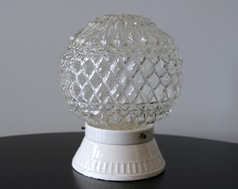 Vintage Fenton Amber Glass Shade Diamond Quilted Beaded
