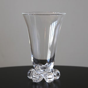 Steuben Crystal Scroll Vase Six Toed Mid Century Modern Crystal Signed 7698