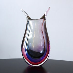 Flavio Poli Murano Sommerso Seguso Kunst Glas Vase Mid Century Modern Italienisches Handgemachtes Glas