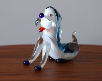 Figurina di cane vintage in vetro di Murano/scultura di animali MCM fatta a mano fermacarte
