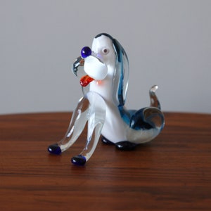 Vintage Murano Glass Dog Figurine / Paperweight Handmade MCM Animal Sculpture