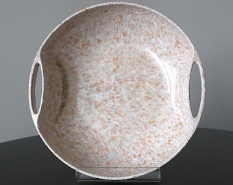 Vintage Aztec Ware Melmac Serving Bowl 12" Double Handled Confetti Spatterware