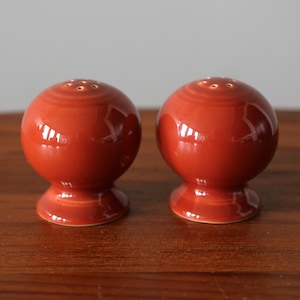 Fiesta Ware Paprika Salt + Pepper Shakers Vintage Retired Homer Laughlin HLC Pottery