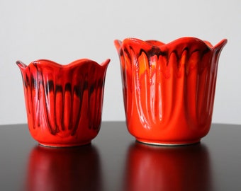 Vintage Drip Glaze Flower Pot: Mid Century California Originals Pottery - Two Available