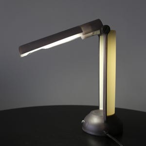 Rare Post Modern Translucent Desk Lamp Grey + White 1990s Space Age Table Lamp Working
