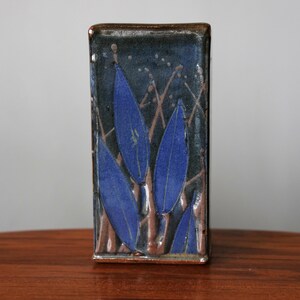 Vintage Studio Pottery Vase Handmade Stoneware Rectangular Art Pottery
