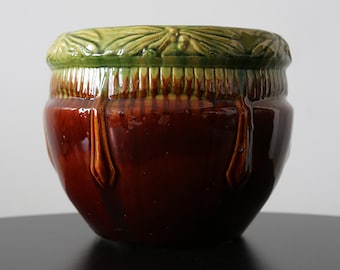 Vintage Weller Majolica Jardiniere Antique Art Nouveau Blended Ceramic Planter c. 1920