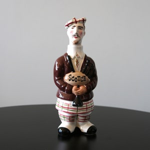 Carafe à alcool écossais pour homme, carafe à alcool écossais, articles de bar anthropomorphes en céramique du milieu du siècle