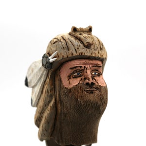 Handcarved Fur Trapper Bottle Stopper Vintage Wooden Bottlestop Anthropomorphic