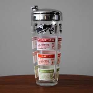 Mid Century Cocktail Shaker Schweres Glas mit Trink Rezepten