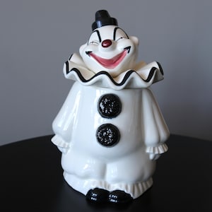 Rare Clown Cookie Jar 1930s Metlox Poppytrail Black + White