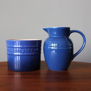 Le Creuset Small Breakfast Jug + Small Crock French Country Blue Ceramic Stoneware - Sold Separately