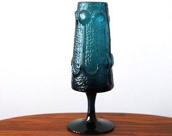 Rare Wayne Husted Stelvia Antigua Italian Vase Mid Century Turquoise Blue / Teal Glass Empoli Italy 1963 Blenko