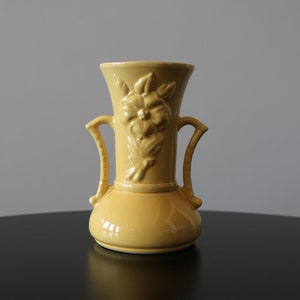 Cameron Clay Pottery Yellow Ceramic Vase Floral Motif Art Deco Style