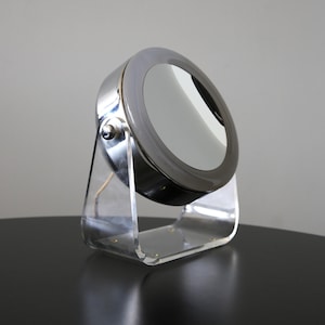 MCM Lucite + Chrome Lighted Vanity Mirror Atomic Space Age Design