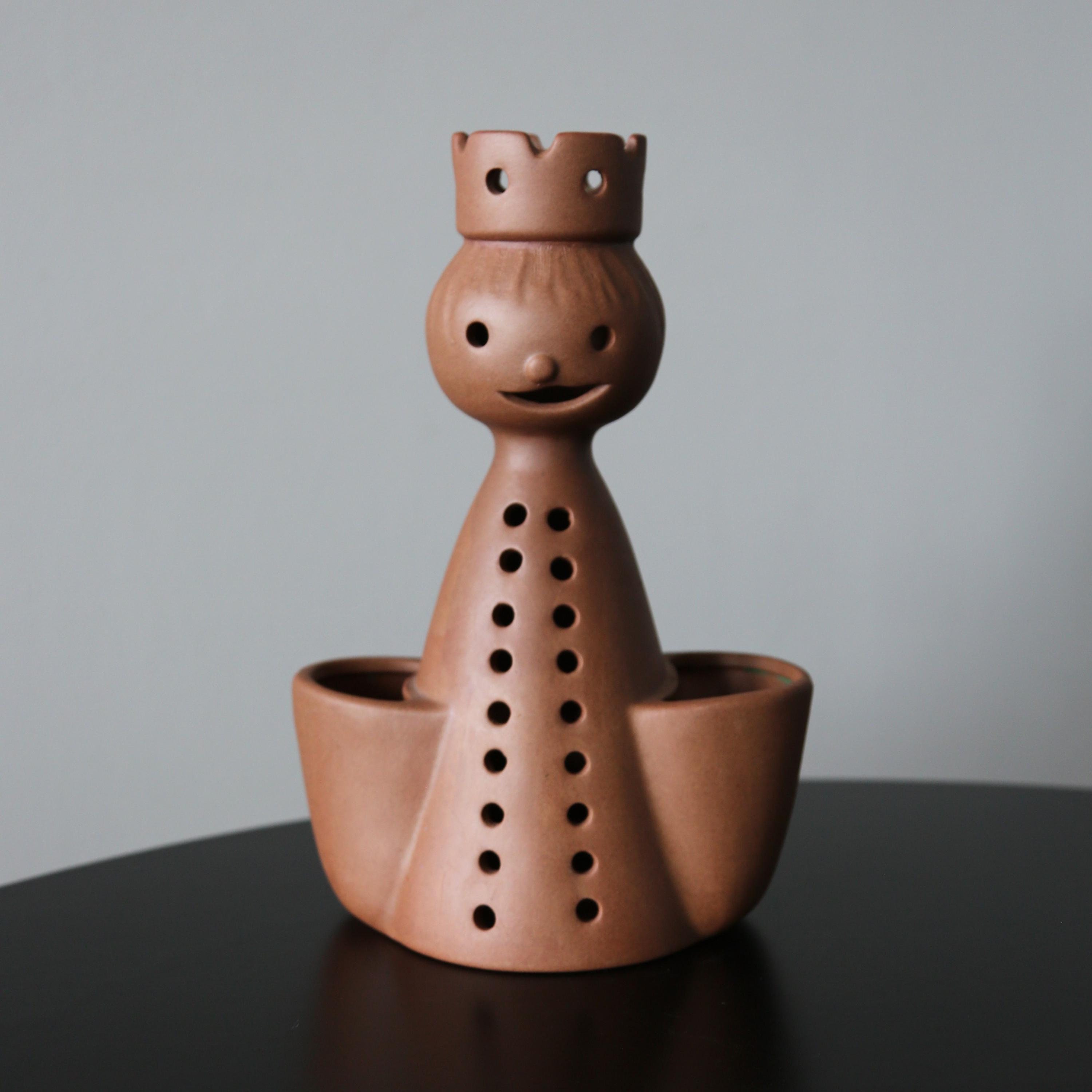 Large SDW Stoneware Pixie Elf Planter: California Pottery Gnome