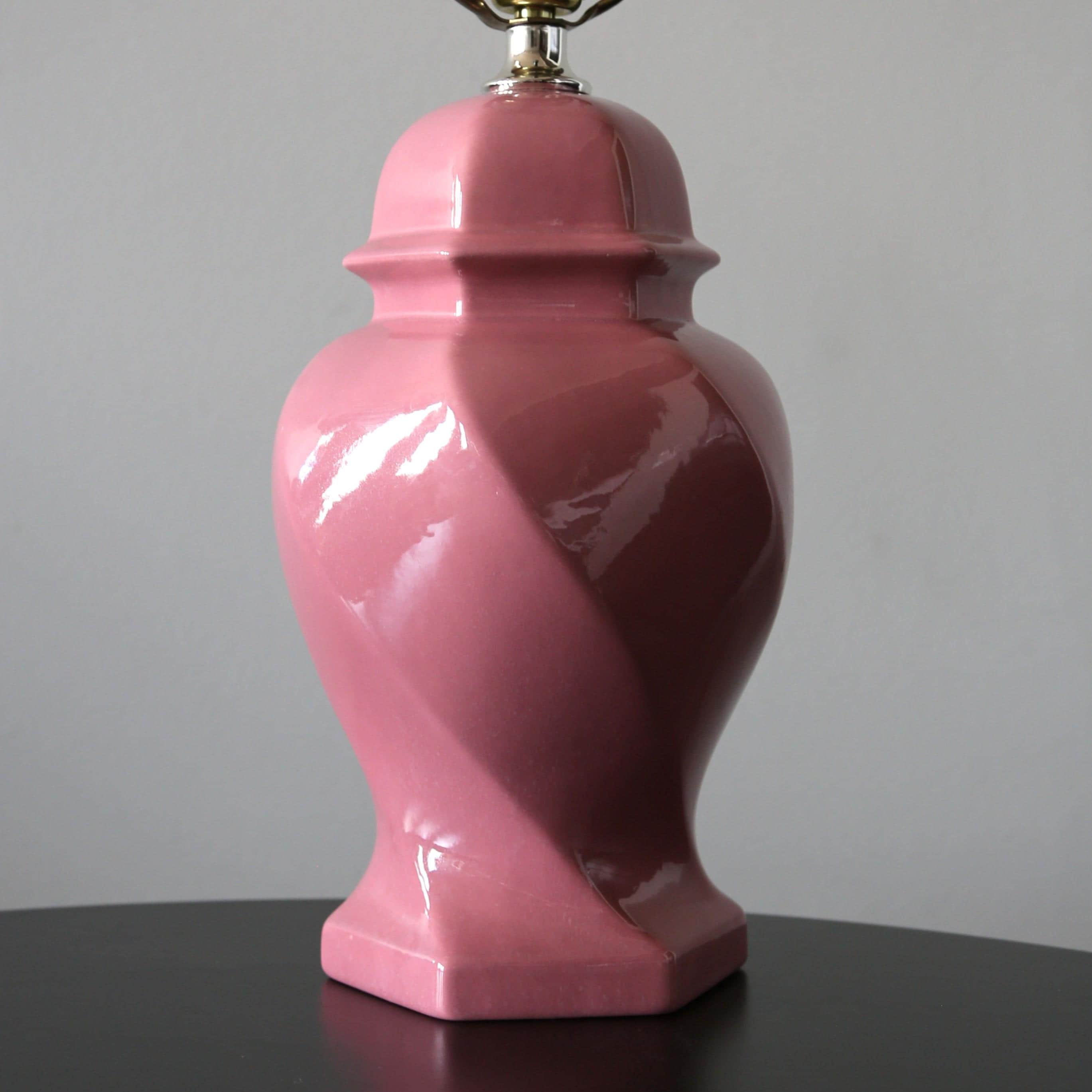 Vintage Ceramic Ginger Jar Lamp Pink / Mauve Mid Century Moder