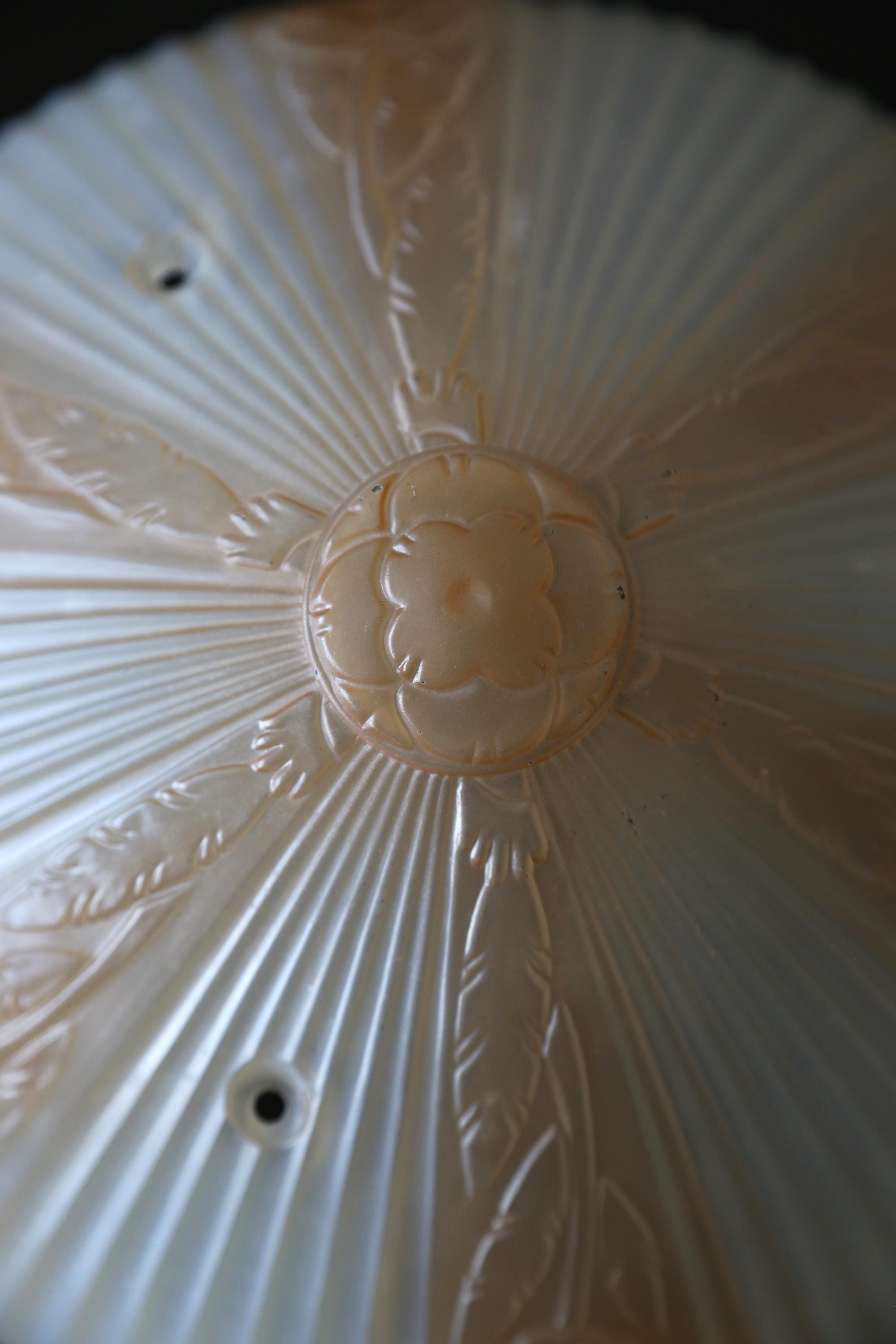 Art Deco Embossed Glass Ceiling Light Shade - Mid Century Modern ...