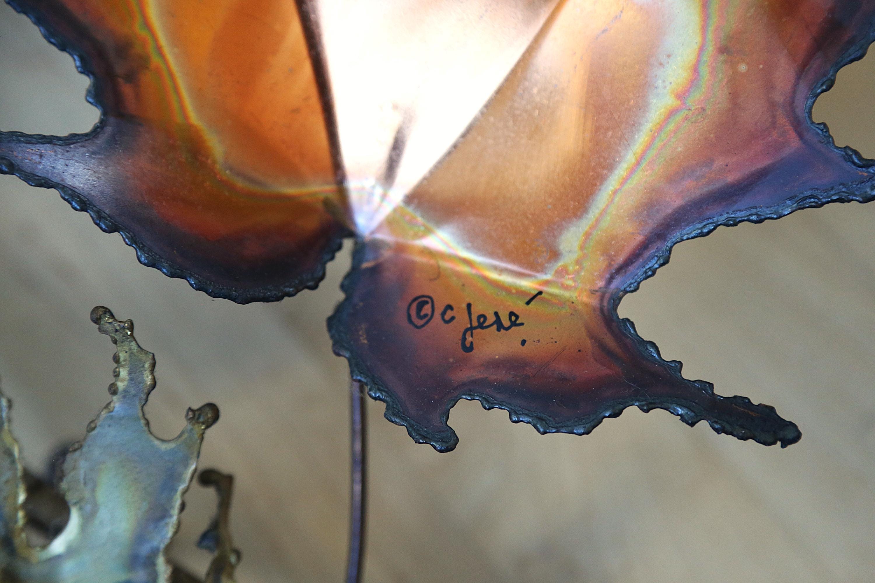カーティスジェレ作品　カエデの木 Curtis Jere' Signed Wall Art Handmade MCM Metal Decor 1970s Maple