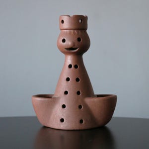 Vintage SDW Stoneware Pixie Elf Planter: California Pottery Gnome King, MCM