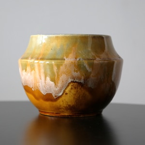 MCM Drip Glaze Planter Vintage 70s Handmade Pottery D&D Floral Oklahoma