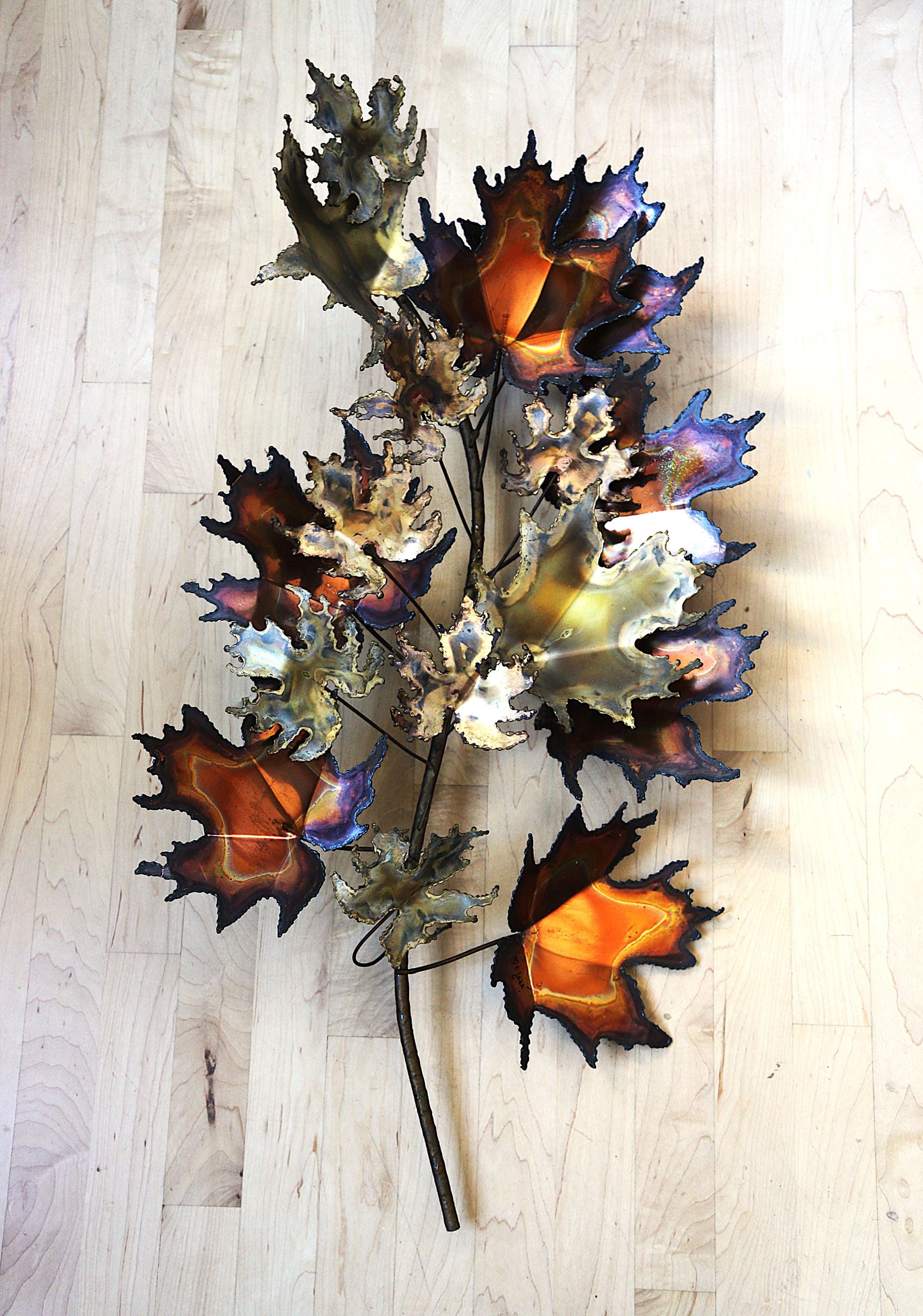 Curtis Jere' Signed Wall Art Handmade MCM Metal Decor 1970s Maple
