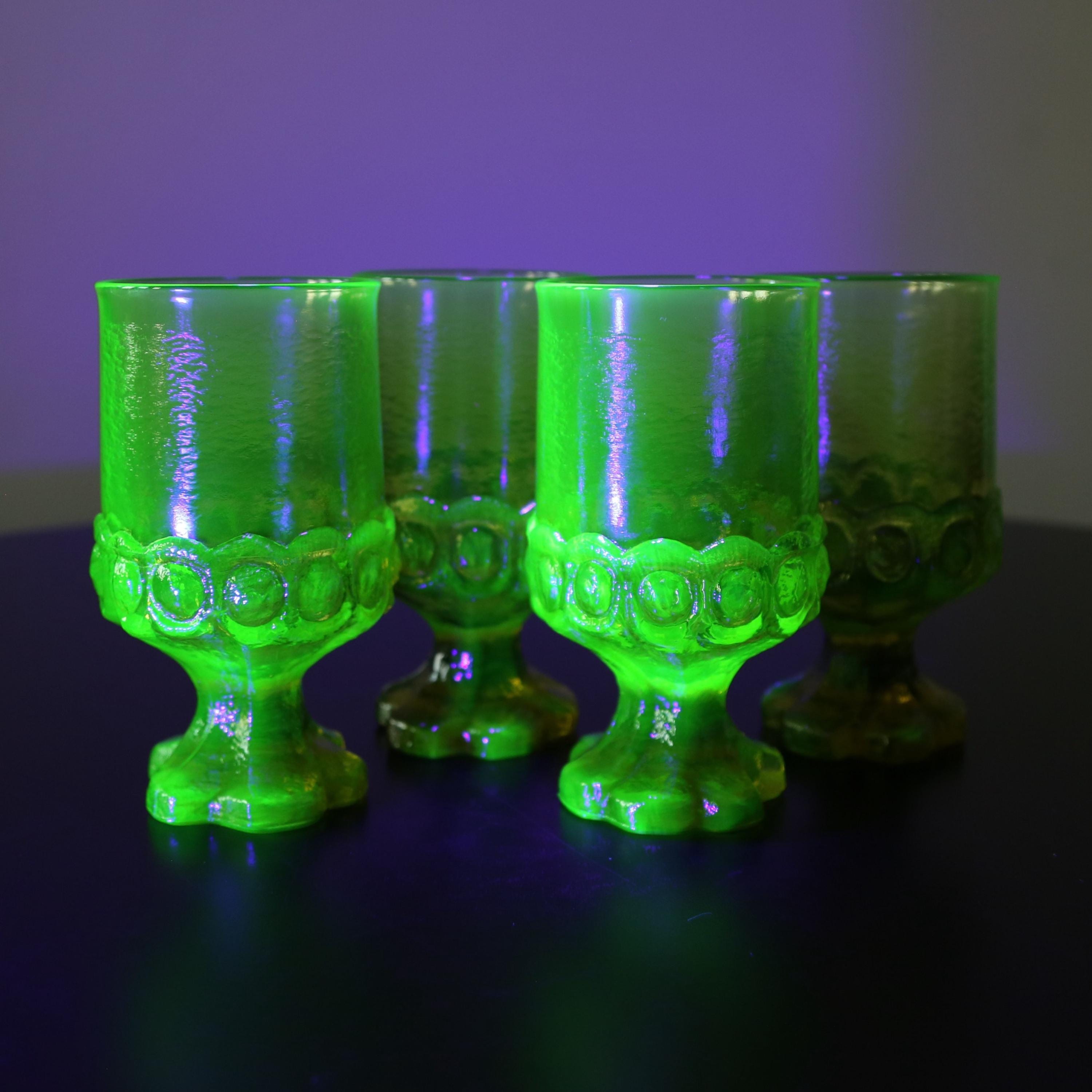 Tiffin Franciscan Madeira Chartreuse Uranium Glass Set: Heavy Wine