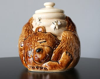 Vintage Bear Cookie Jar Biscuit Jar Kitsch Kitchen Mcvities Iced