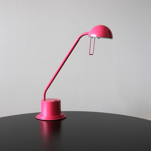Rare Pink Halogen Desk Lamp Post Modern MCM Adjustable Task Lamp Working 1980s Memphis Milano
