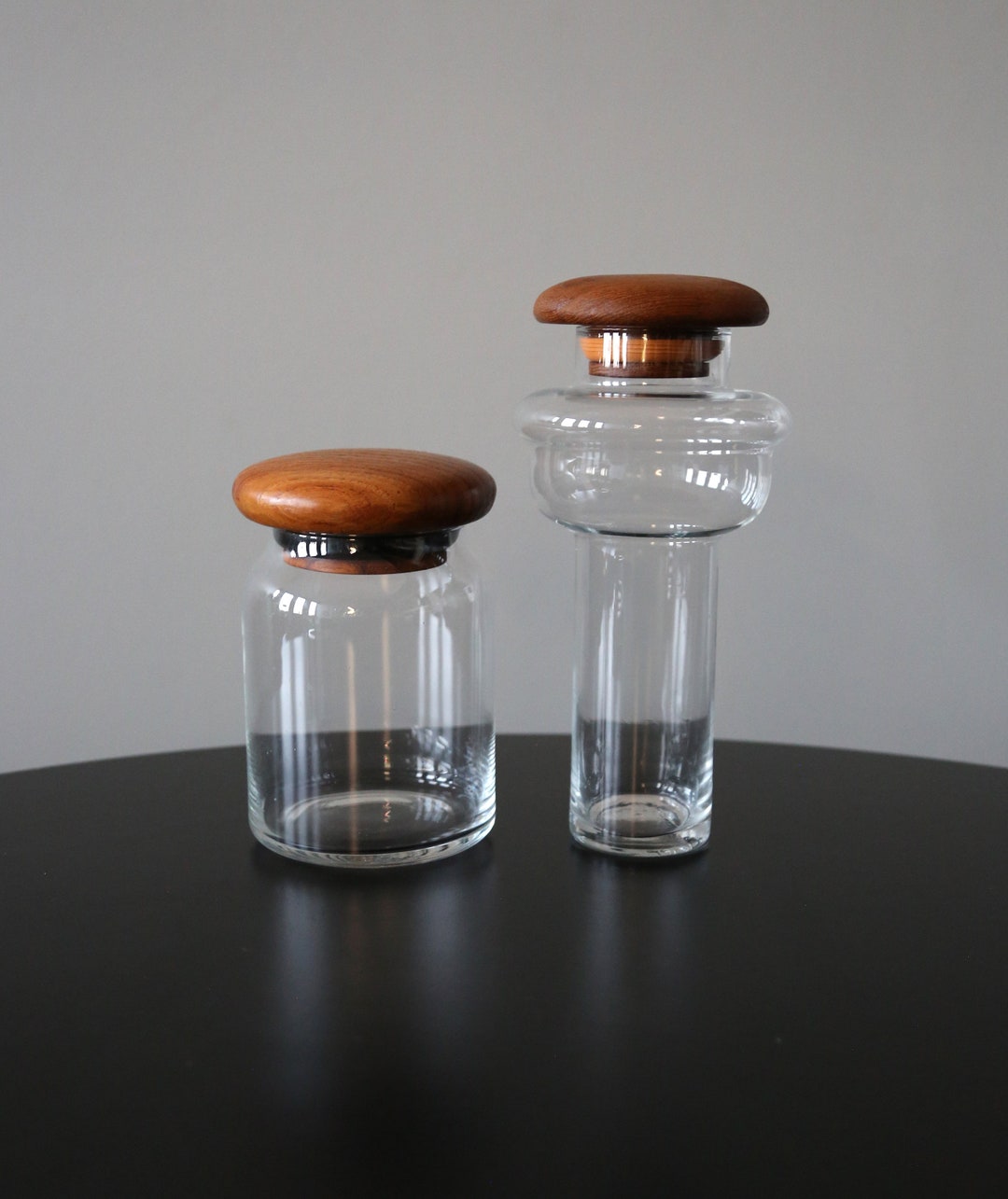 Vintage Teak + Glass Canisters Mid Century Modern Kitchen Storage ...