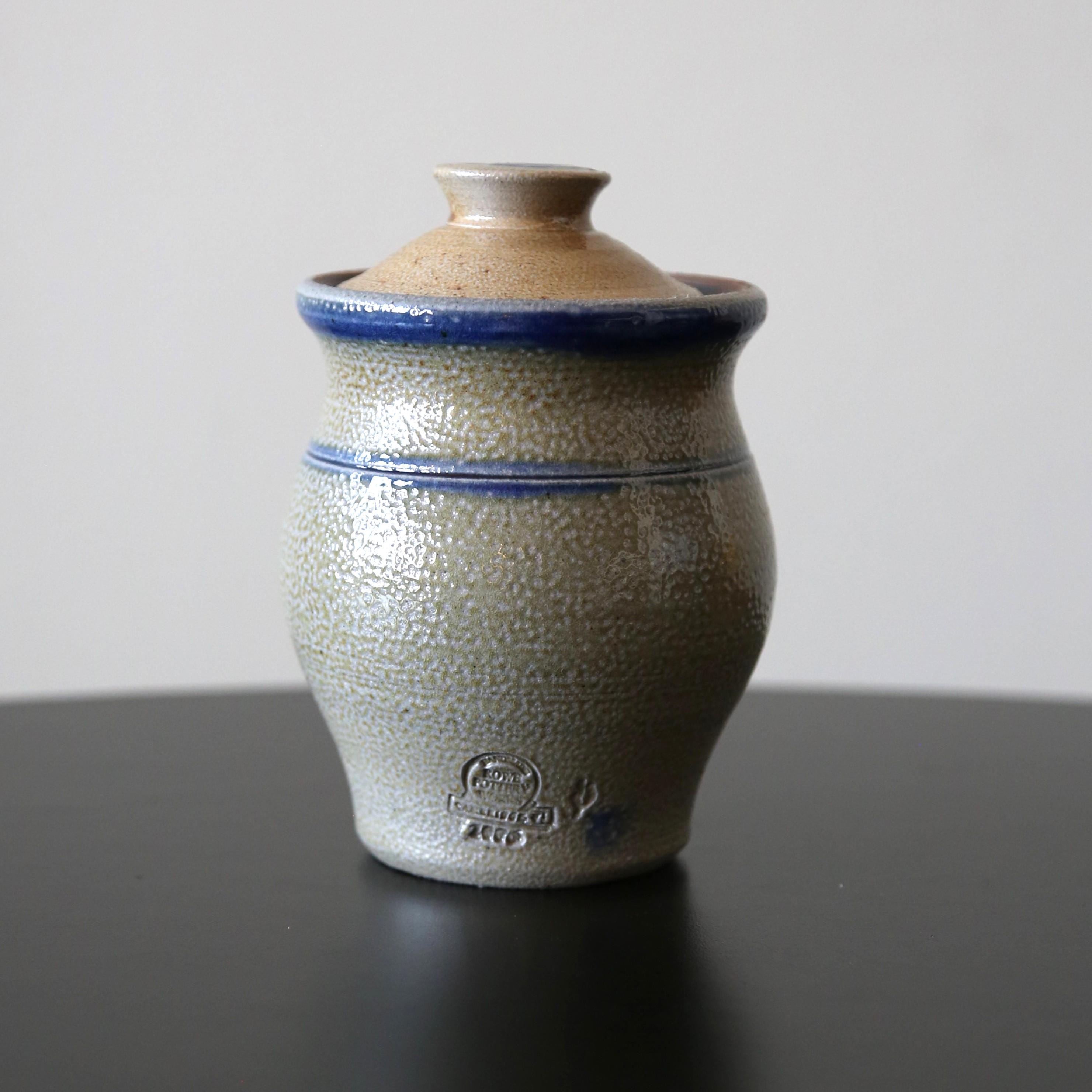 Rowe Pottery Works 陶器キャニスター Vintage Rowe Pottery Works Honey Pot Salt Glaze Stoneware