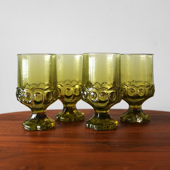 Tiffin Franciscan Madeira Chartreuse Uranium Glass Set: Heavy Wine